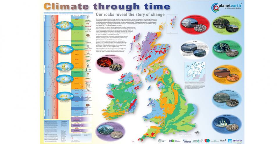 Climate through time poster map. Printed copies are available from our Online Shop.